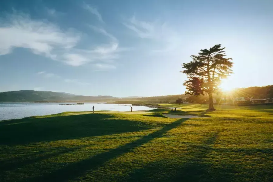 Golfers at famous Pebble Beach